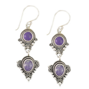 Anting Perak Bun Rentet Sugilite E1161 - Gambar 1