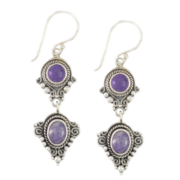 Anting Perak Bun Rentet Sugilite E1161