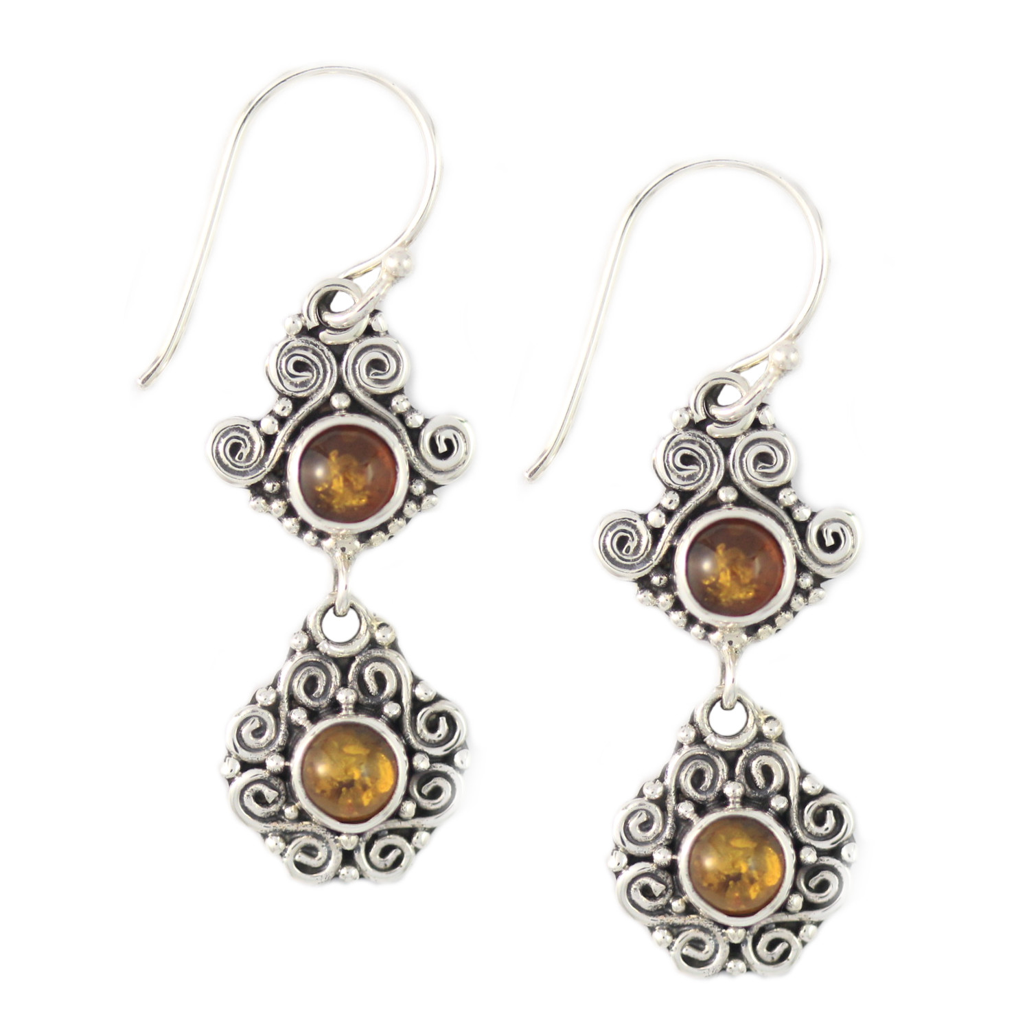 Anting perak Bun Rentet Amber E1188 - Gambar 1