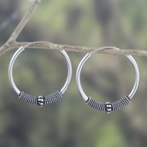 Anting Perak Hoop Ball E1246 - Gambar 2
