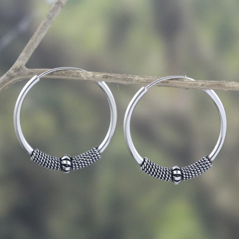 Anting Perak Hoop Ball E1246 - Gambar 2