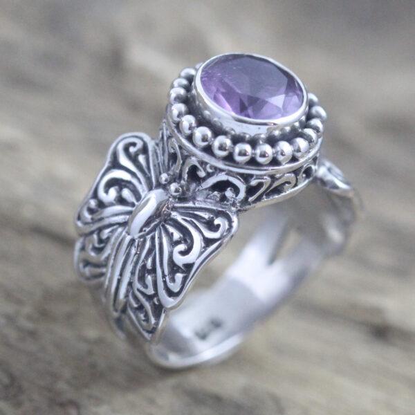 Cincin Perak Kupu-Kupu Jawan Permata R342