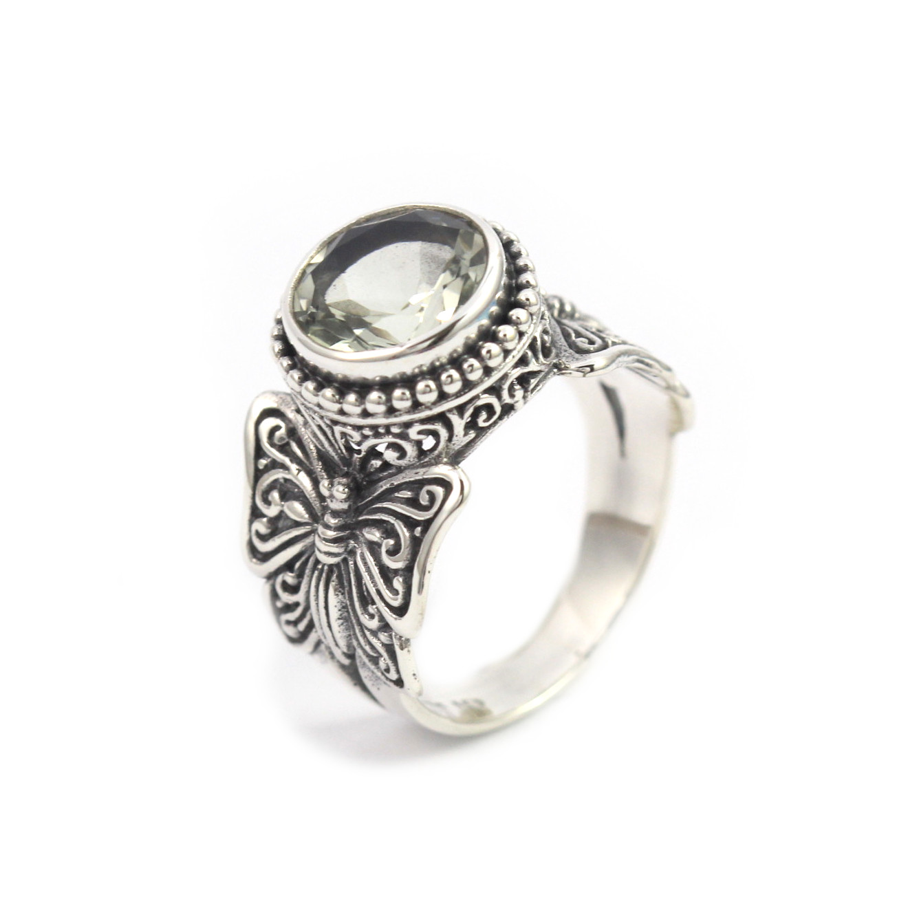 Cincin Perak Kupu-Kupu Jawan Permata R342 - Gambar 3