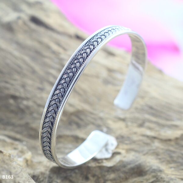Gelang Cuff Perak Kawat Jalin B163