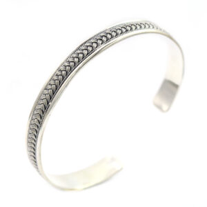 Gelang Cuff Perak Kawat Jalin B163 - Gambar 1