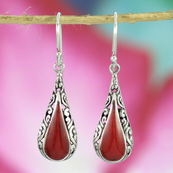 Anting Perak Coral Bun Tetes E825