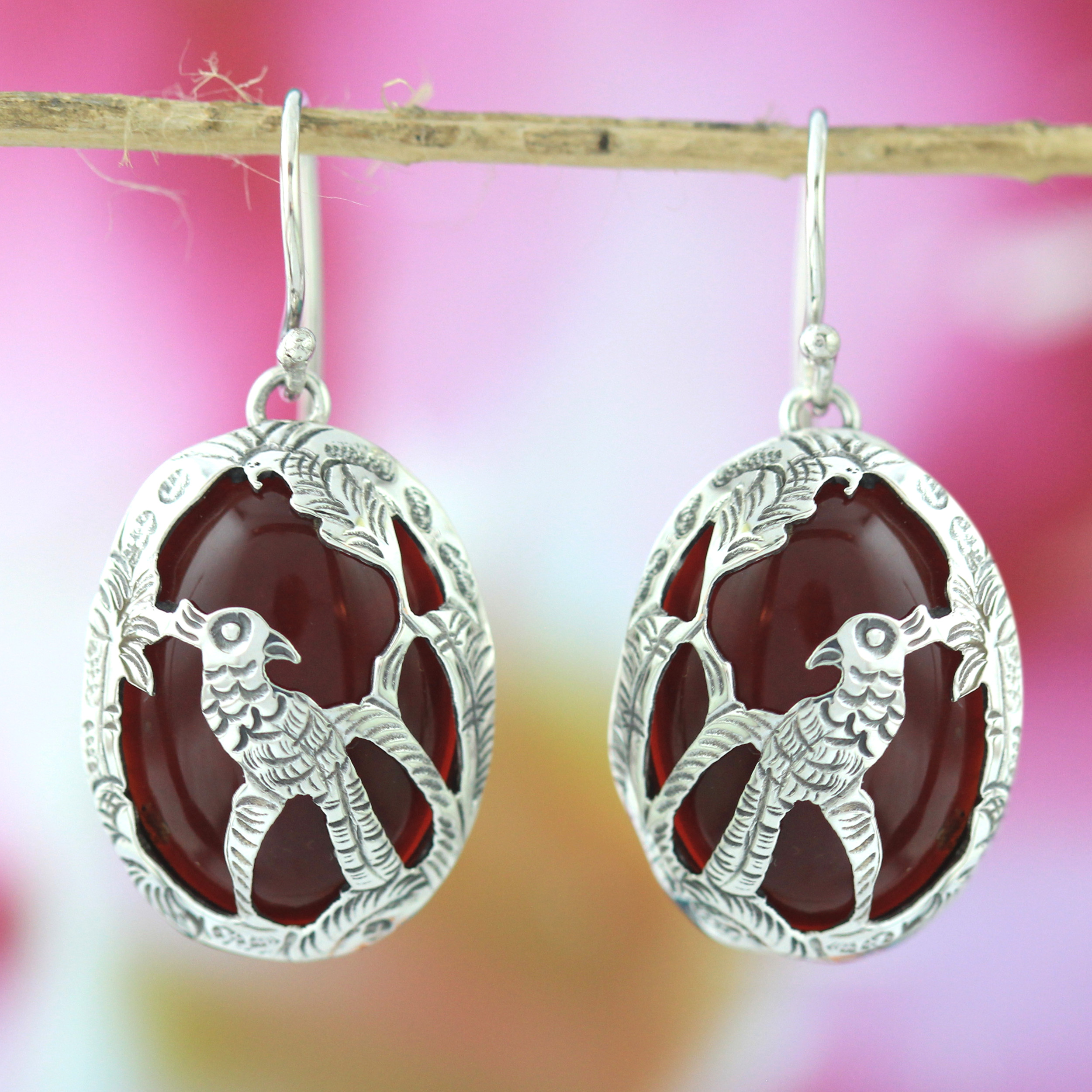 Anting Perak Tatah Burung Beo E1252 - Gambar 9