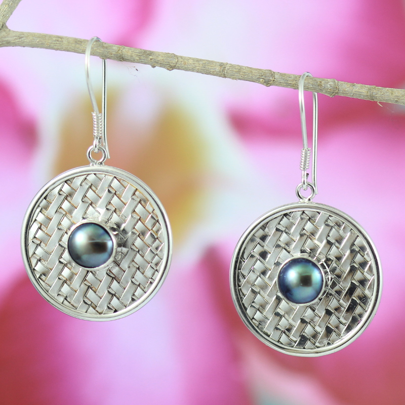 Anting Perak Tikar Bulat Mutiara E590 - Gambar 5