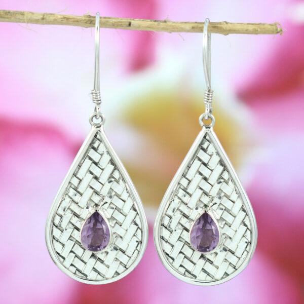 Anting Perak Tikar Tetes Permata E875