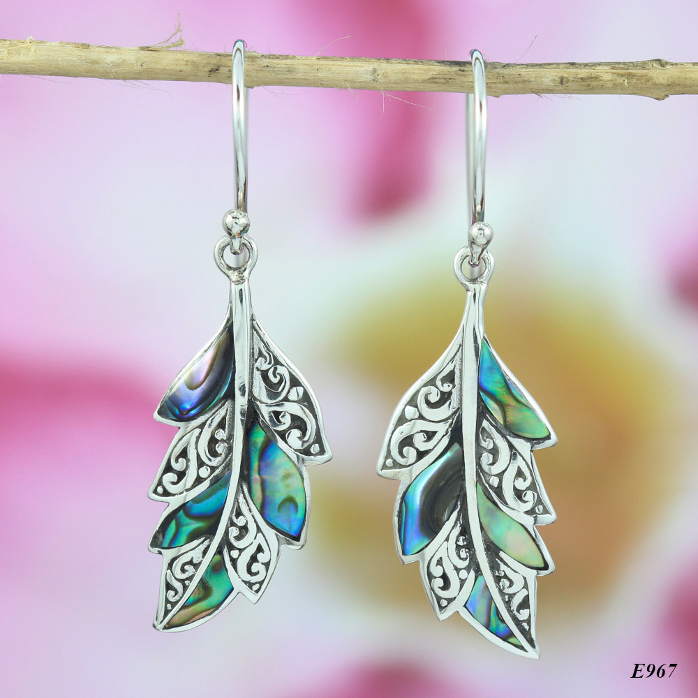 Anting Perak Daun Coral E967 - Gambar 3
