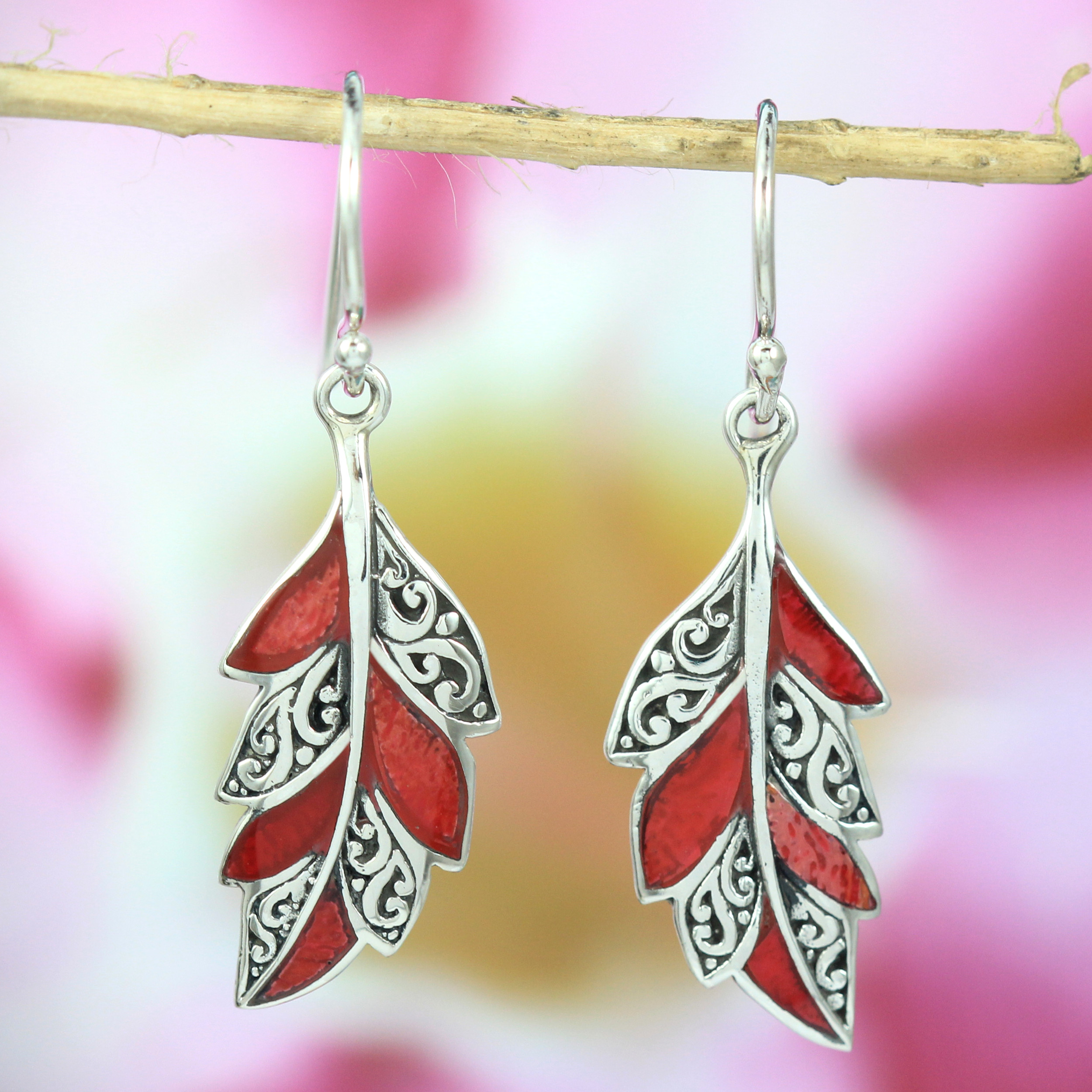 Anting Perak Daun Coral E967 - Gambar 4
