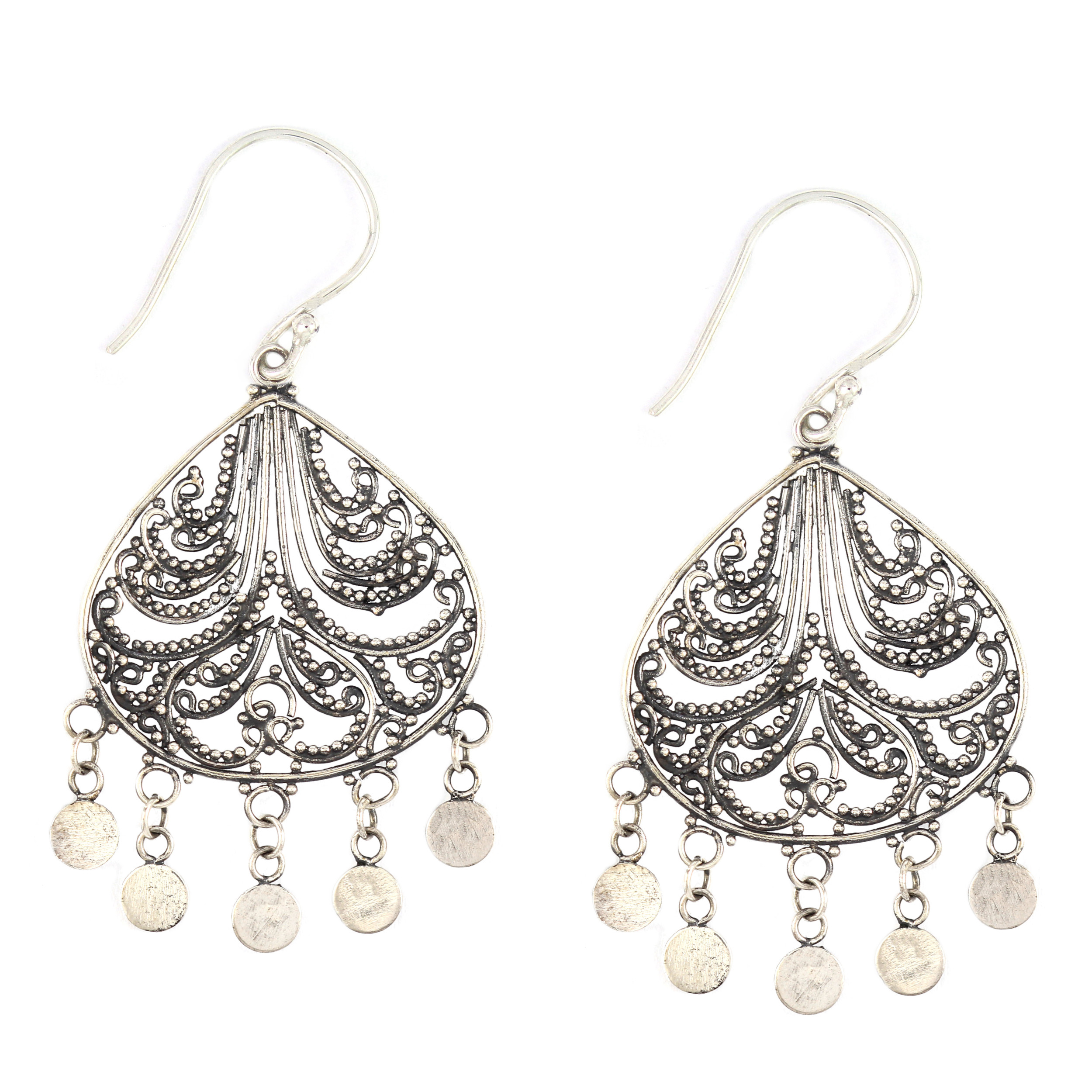 Anting Perak Kerawang Tetes Gonjer E044 - Gambar 1