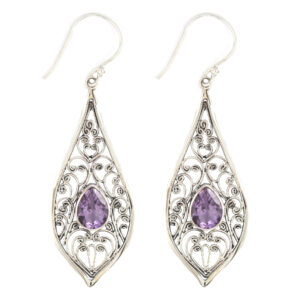 Anting Perak Bun Kerawang Permata E445