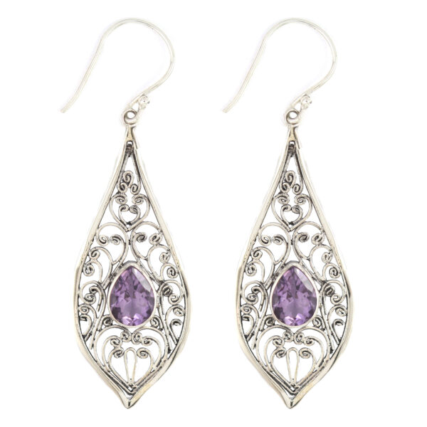 Anting Perak Bun Kerawang Permata E445