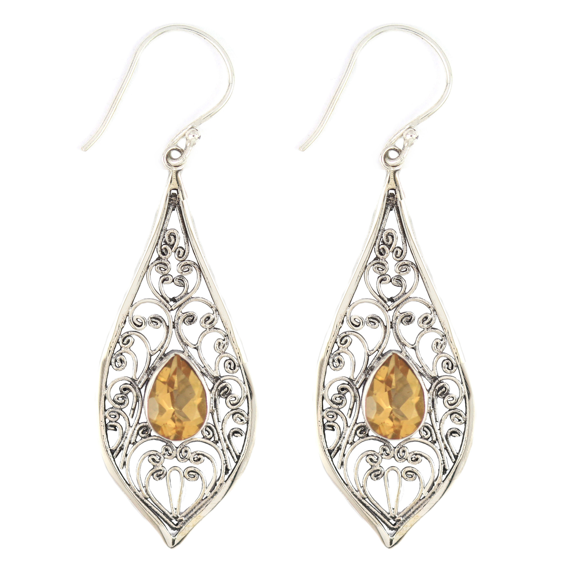 Anting Perak Bun Kerawang Permata E445 - Gambar 3