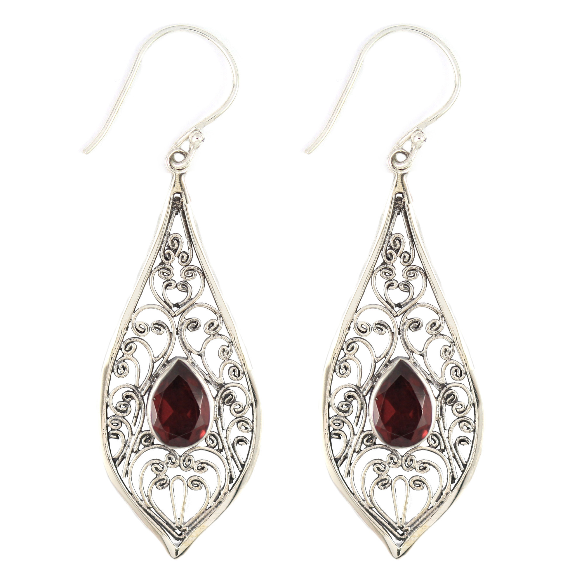 Anting Perak Bun Kerawang Permata E445 - Gambar 4