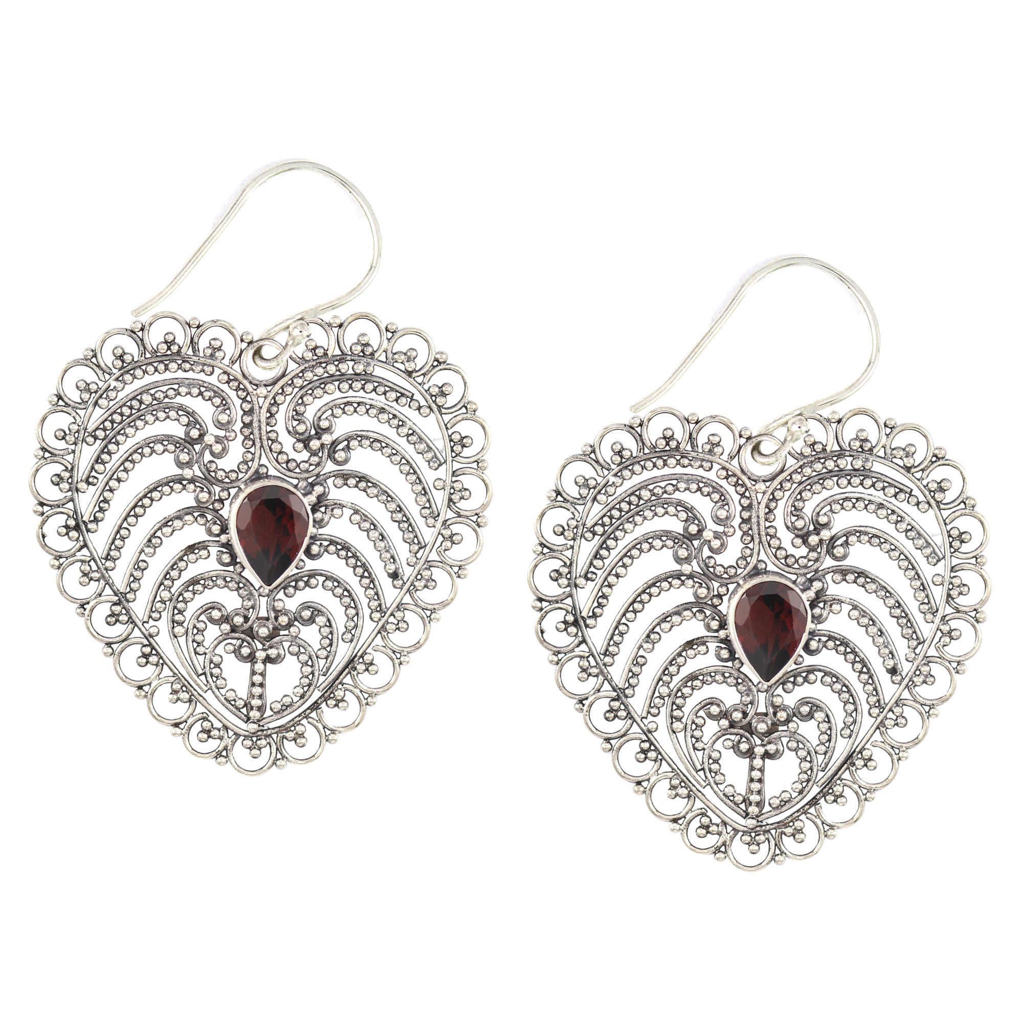 Anting Perak Bun Kerawang Love E165 - Gambar 3