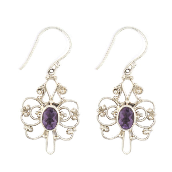 Anting Perak Bun Kupu-Kupu Permata E086