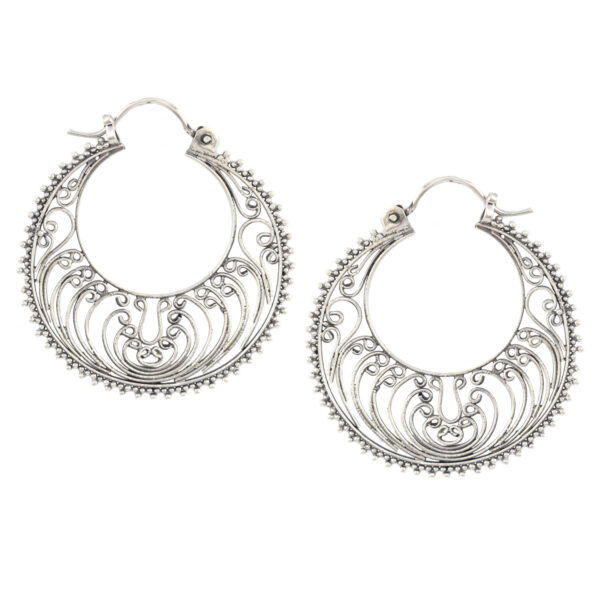 Anting Perak Kerawang Bulan Sabit E884