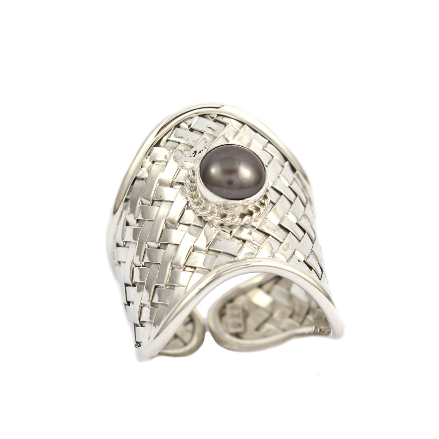 Cincin Perak Anyaman Mutiara Kecil R226 - Gambar 2