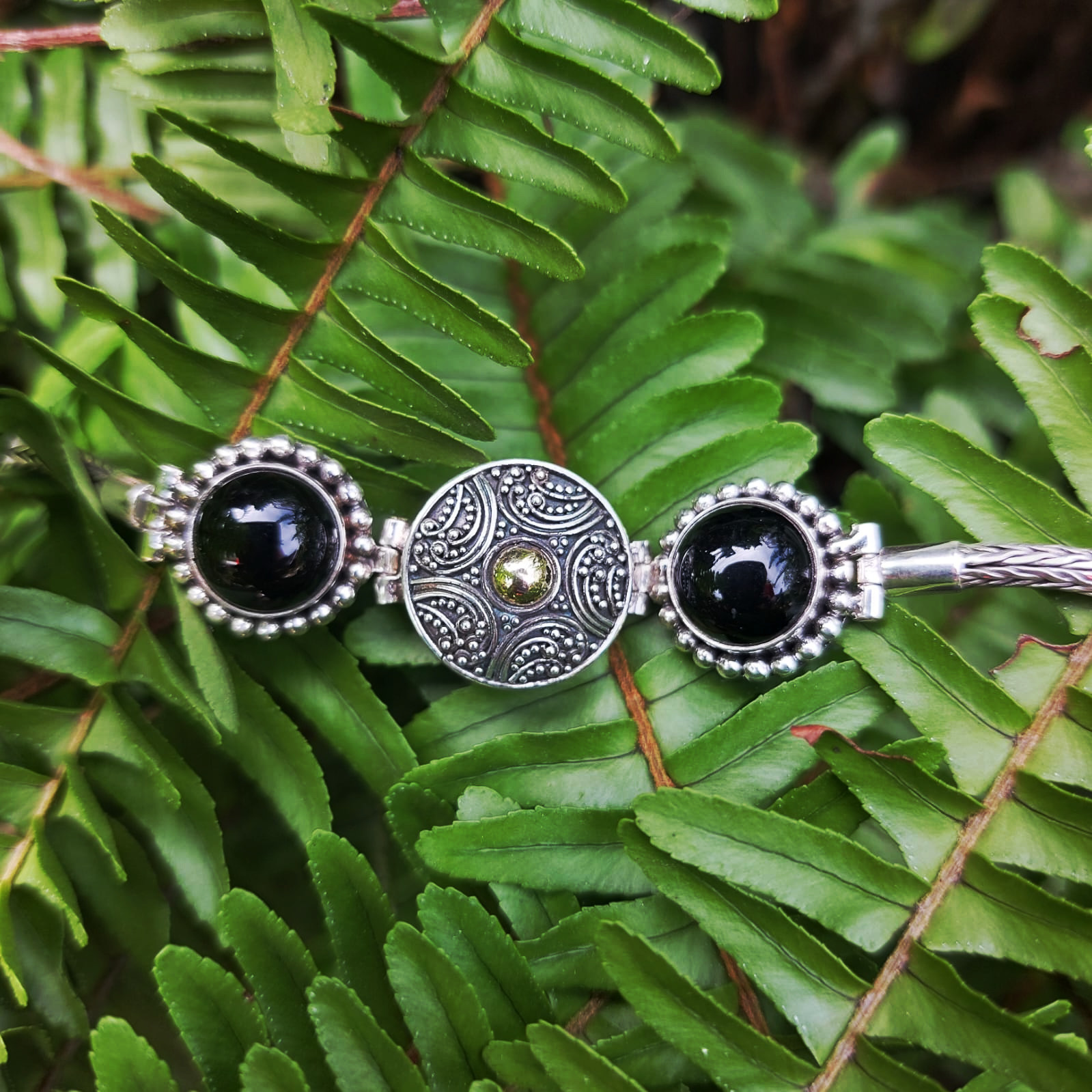 Gelang Perak Box Bulat Black Onyx B356 - Gambar 4