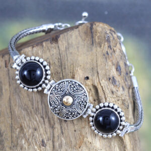 Gelang Perak Box Bulat Black Onyx B356 - Gambar 3
