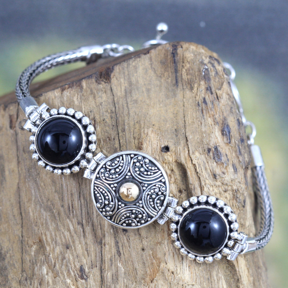 Gelang Perak Box Bulat Black Onyx B356 - Gambar 3