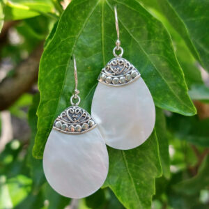 Anting Perak Kerang Tetes Ukiran Bali E1052 - Gambar 6