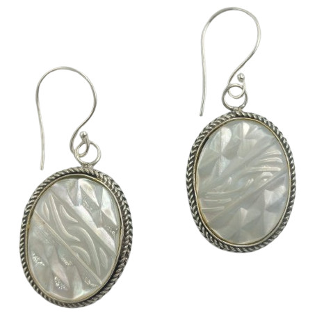 anting perak kerang ukir