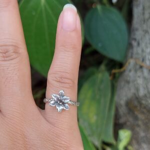 Cincin Perak Motif Bunga Lily R678 - Gambar 5