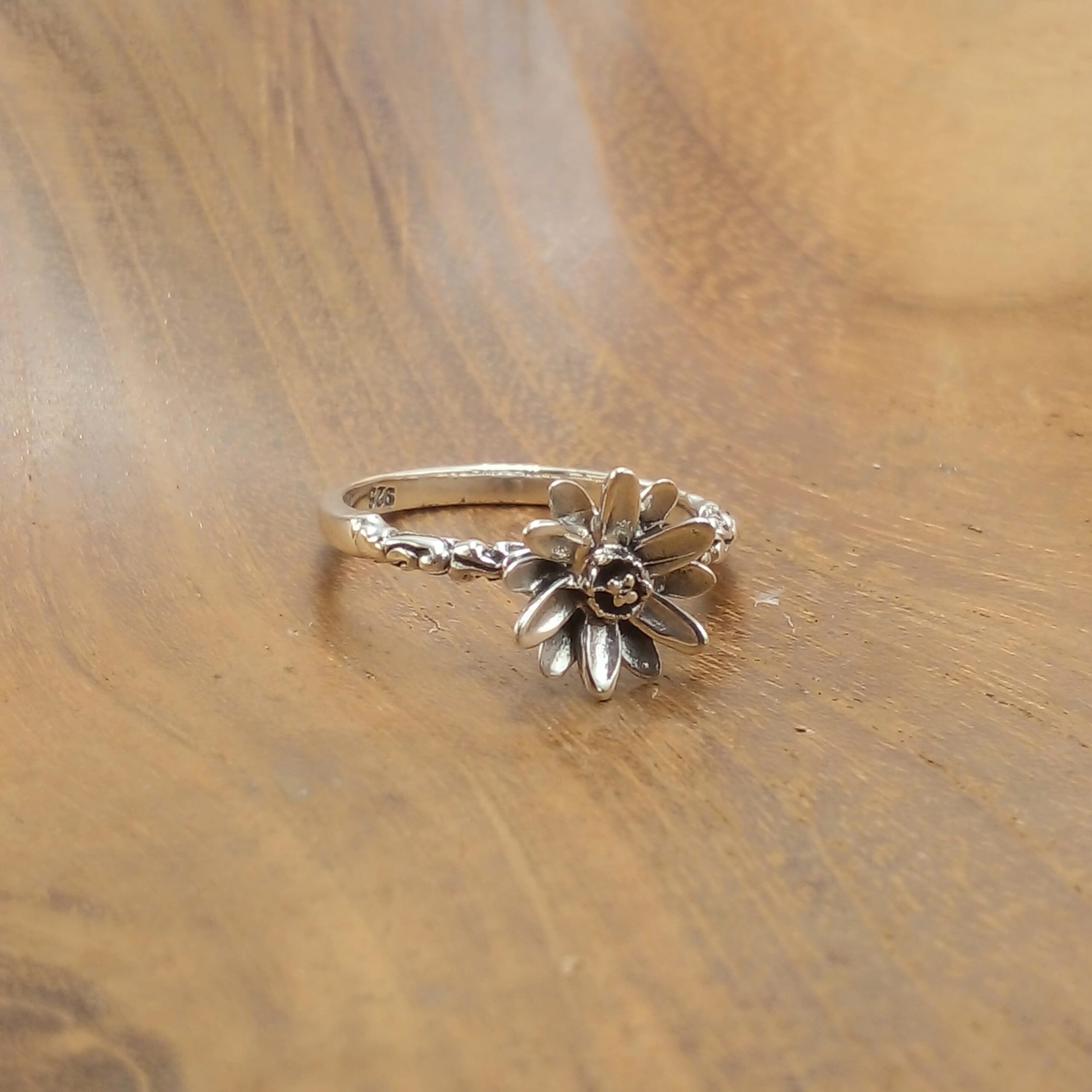 Cincin Perak Bunga Aster R682 - Gambar 4