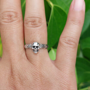 Cincin Perak Tengkorak Bali R707 - Gambar 5