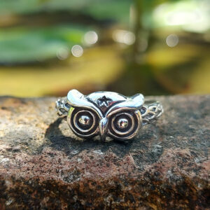 Cincin Burung Hantu Perak Asli R716 - Gambar 2