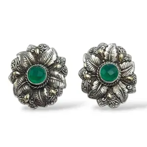 Anting Wanita Elegan Motif Daun dengan Permata E1640 - Gambar 3