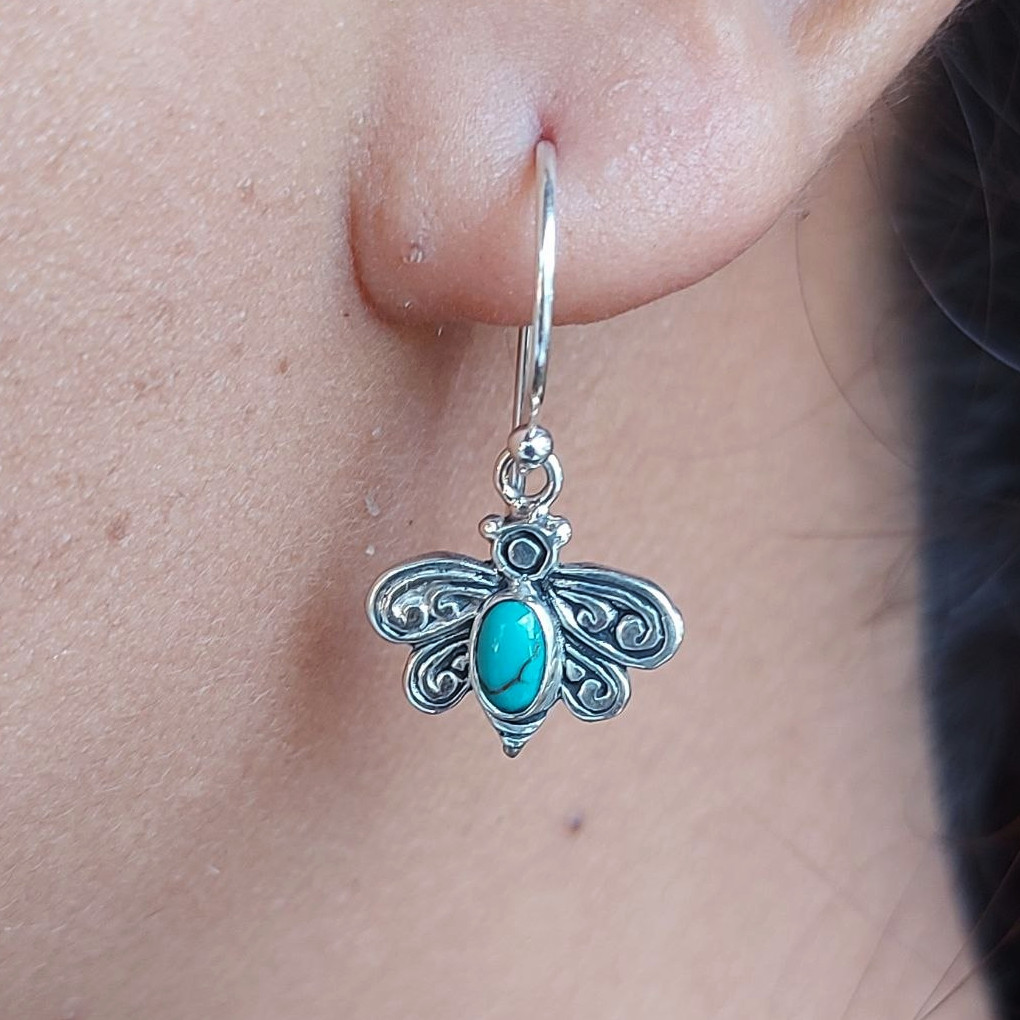 Anting Lebah Perak dengan Permata E1837 - Gambar 7