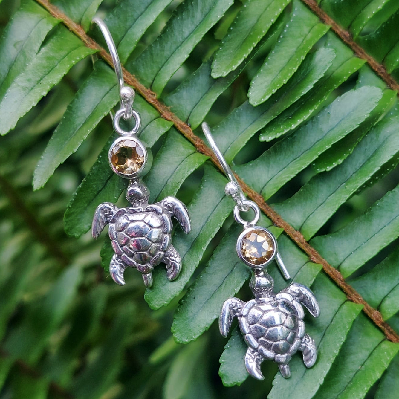 Anting Perak Bali Penyu Permata E1846 - Gambar 5