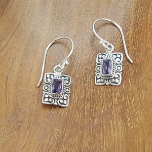 Anting Perak Rectangle Permata E1868 - Gambar 2