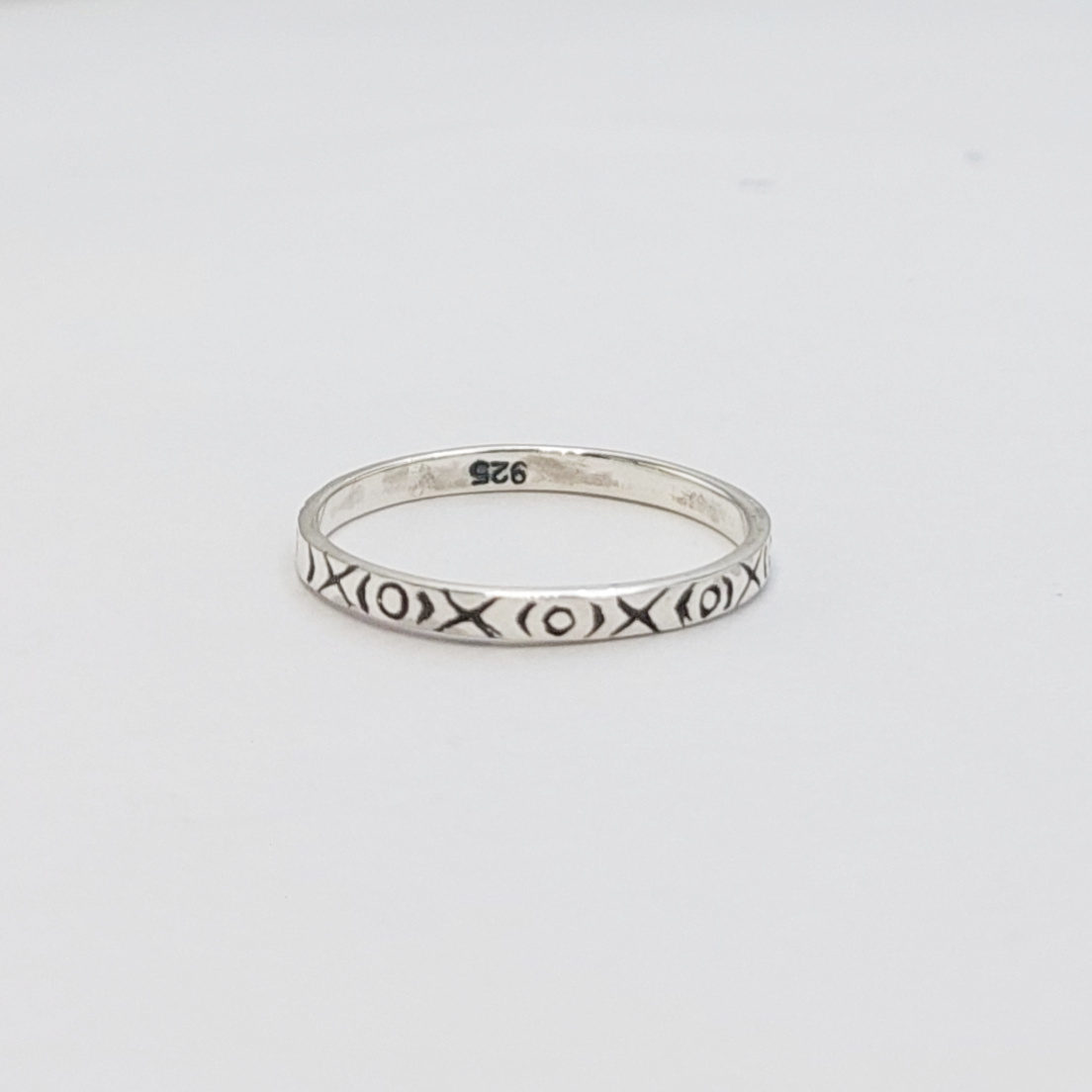 Cincin Perak Unik Motif XOXO R692 - Gambar 2