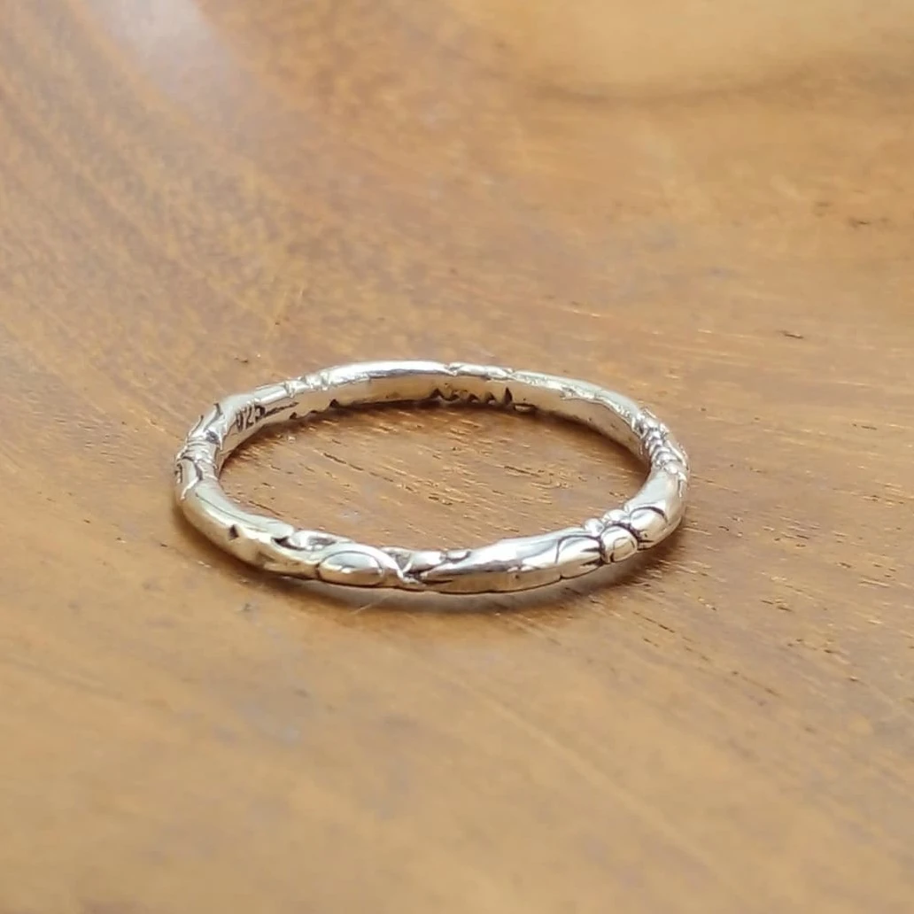 Cincin Perak Simple Motif Ukiran R704 - Gambar 3